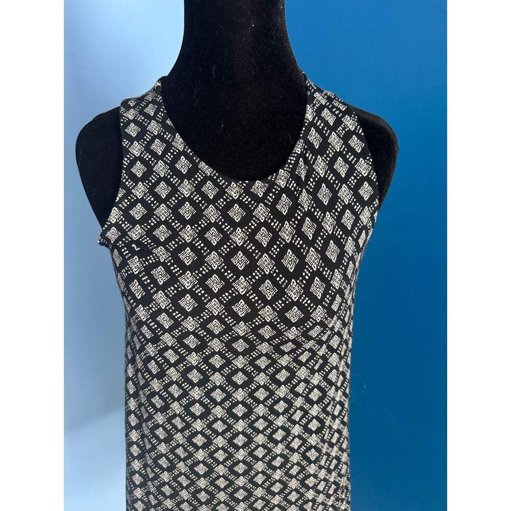 Old Navy Black White Printed Sleeveless Dress Women’s XS Knit Casual Midi - Picture 3 of 10